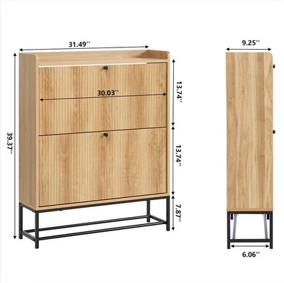 20 Pair Fluted 35" Shoe Cabinet With 2 Drop-Down Drawers